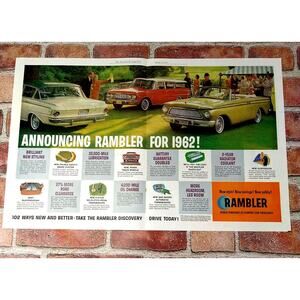 1961 Announcing Rambler‎ for 1962 cars - 2pg Vtg PRINT AD